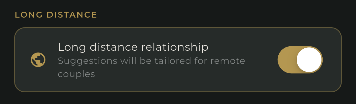 FIDUS Long Distance Relationship setting toggle